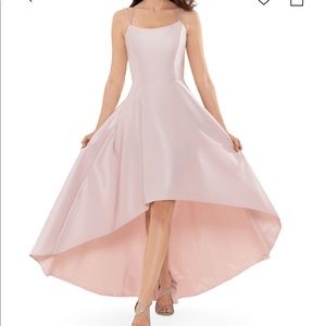 Xscape high low blush pink satin
